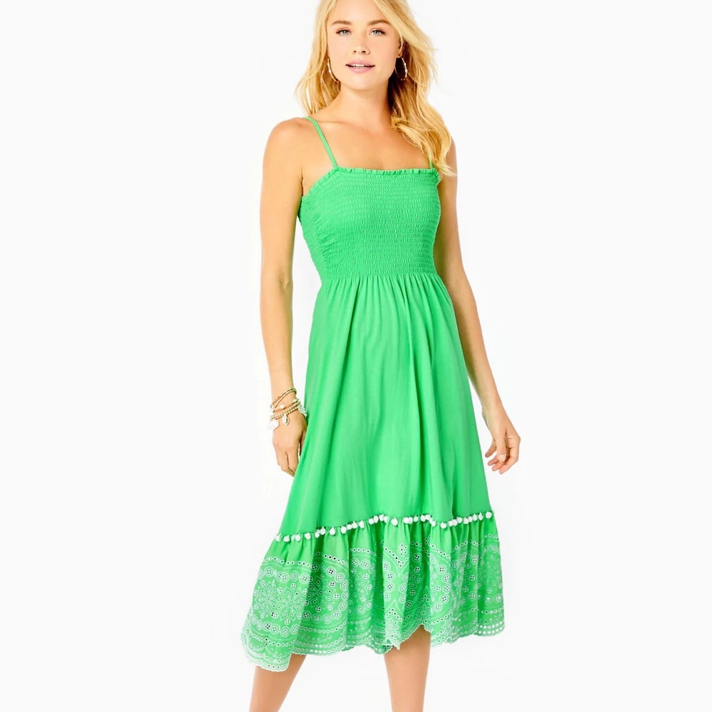 Lilly Pulitzer Modesto Smocked Midi Dress in Cabana Green